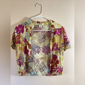 Hawaiian button up crop